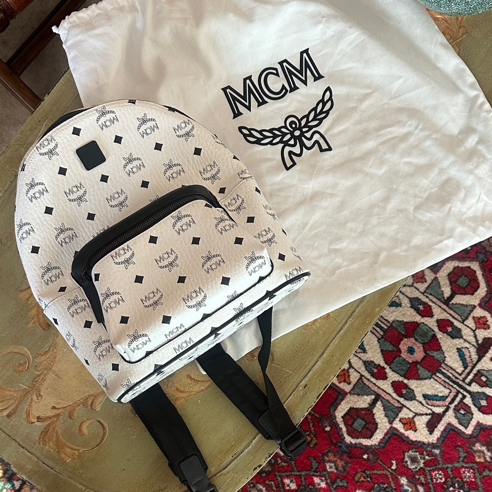 MCM White and Black Women’s Backpack